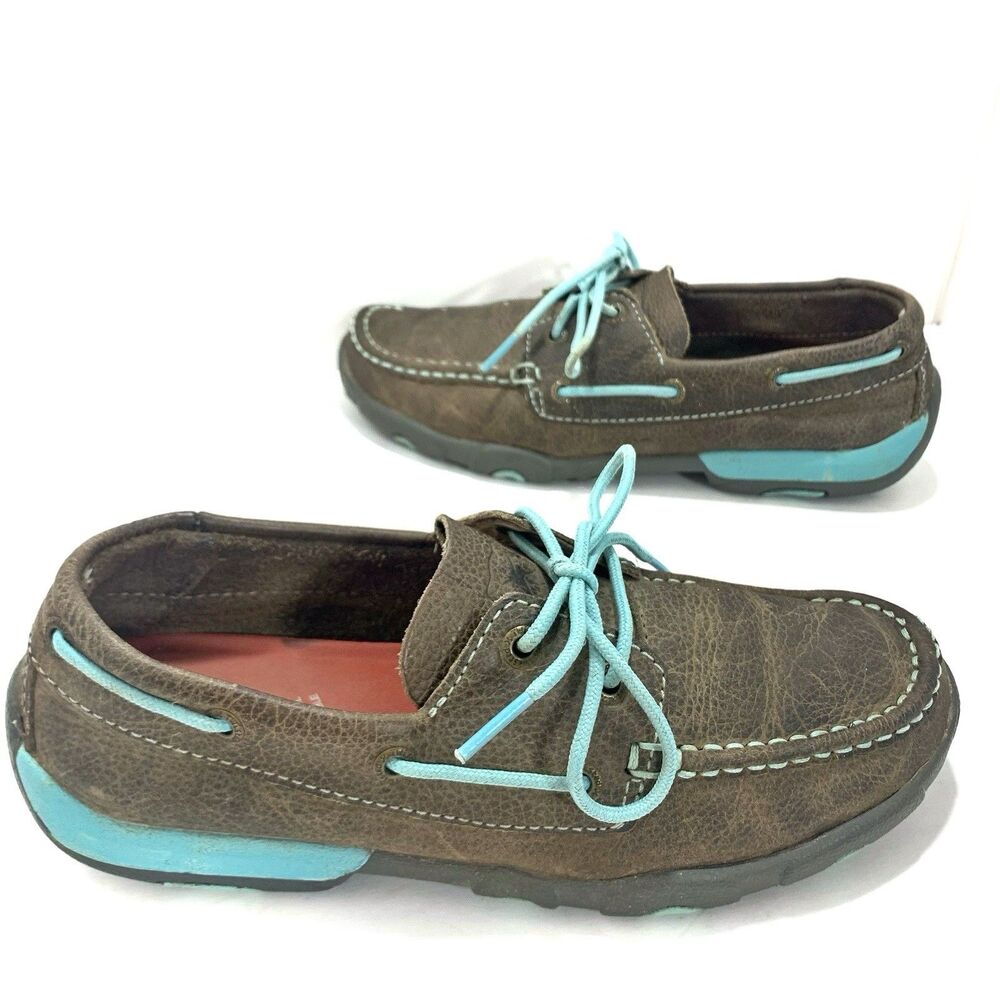 Twisted X Boat 6M Womens Driving Shoes Moc Bomber WDM0098 Gray Blue